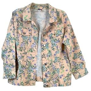 Vintage Pastel Floral Denim Jacket Size L